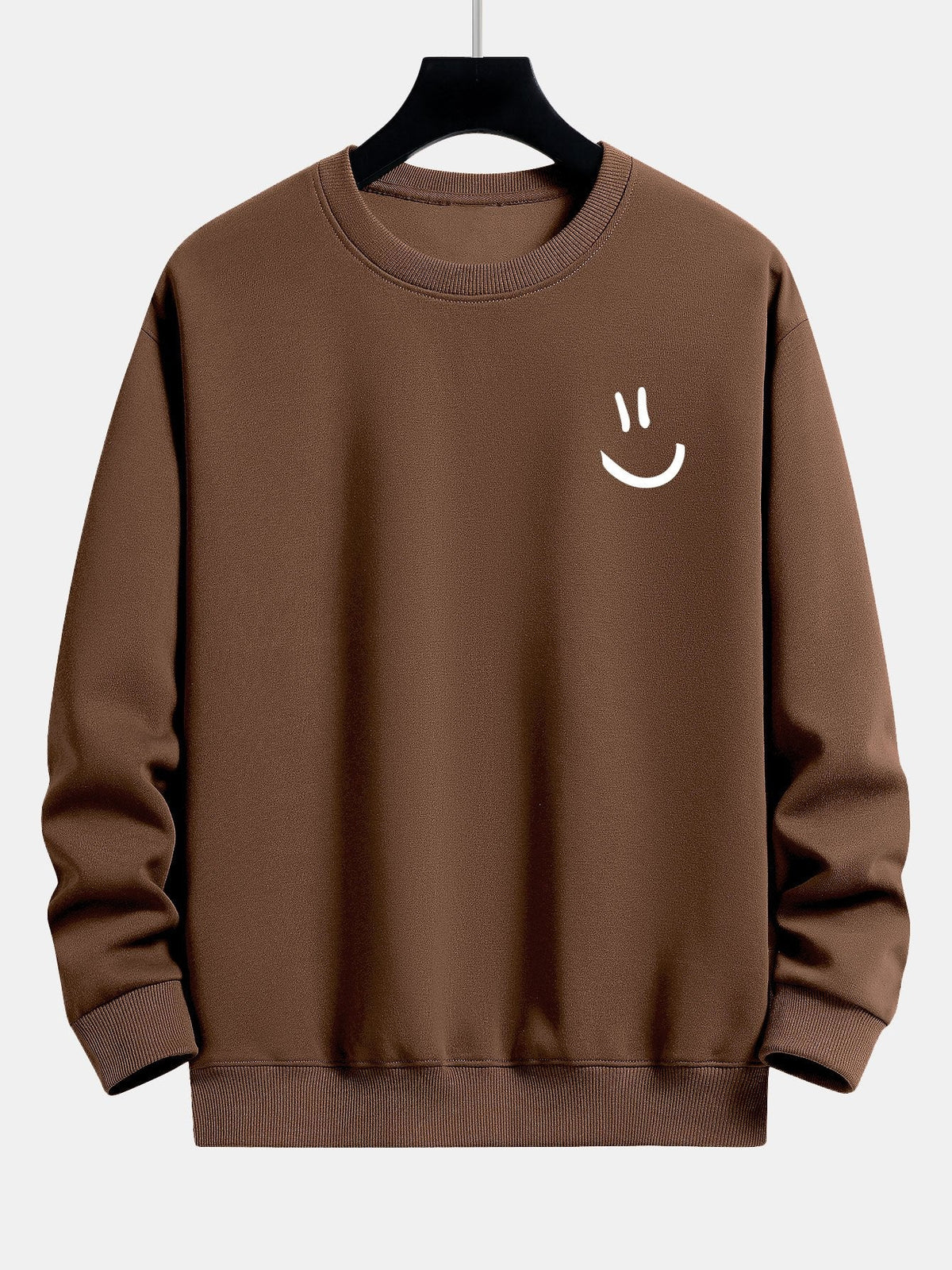 Entspannt geschnittenes Sweatshirt mit Smiley-Gesicht Druck