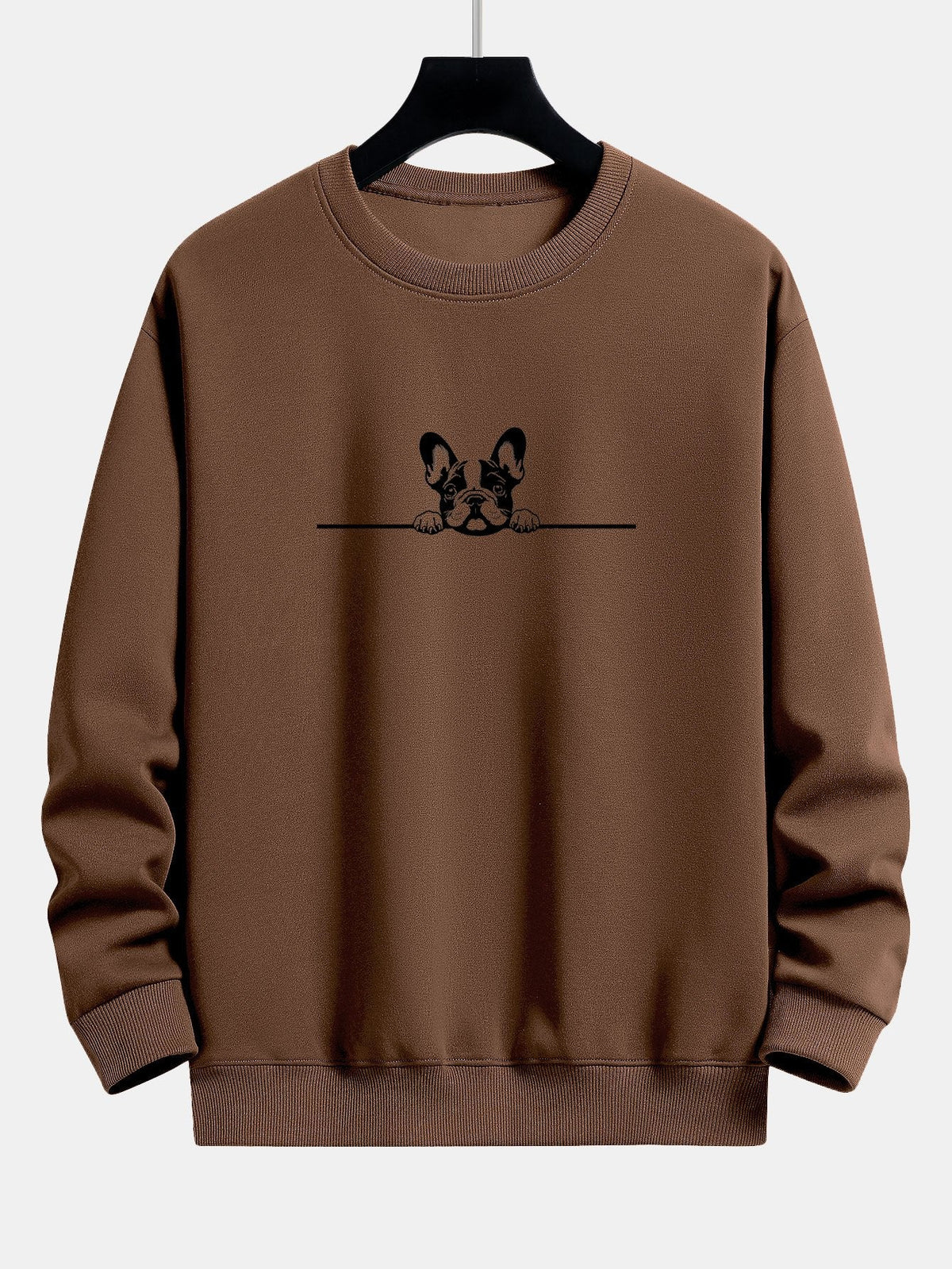 Entspanntes Sweatshirt mit Print einer Lauernden Französischen Bulldogge