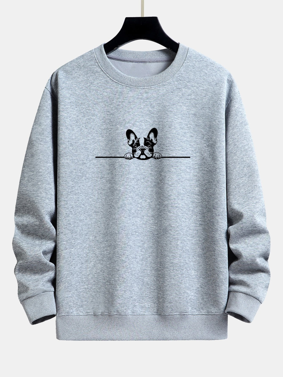 Entspanntes Sweatshirt mit Print einer Lauernden Französischen Bulldogge