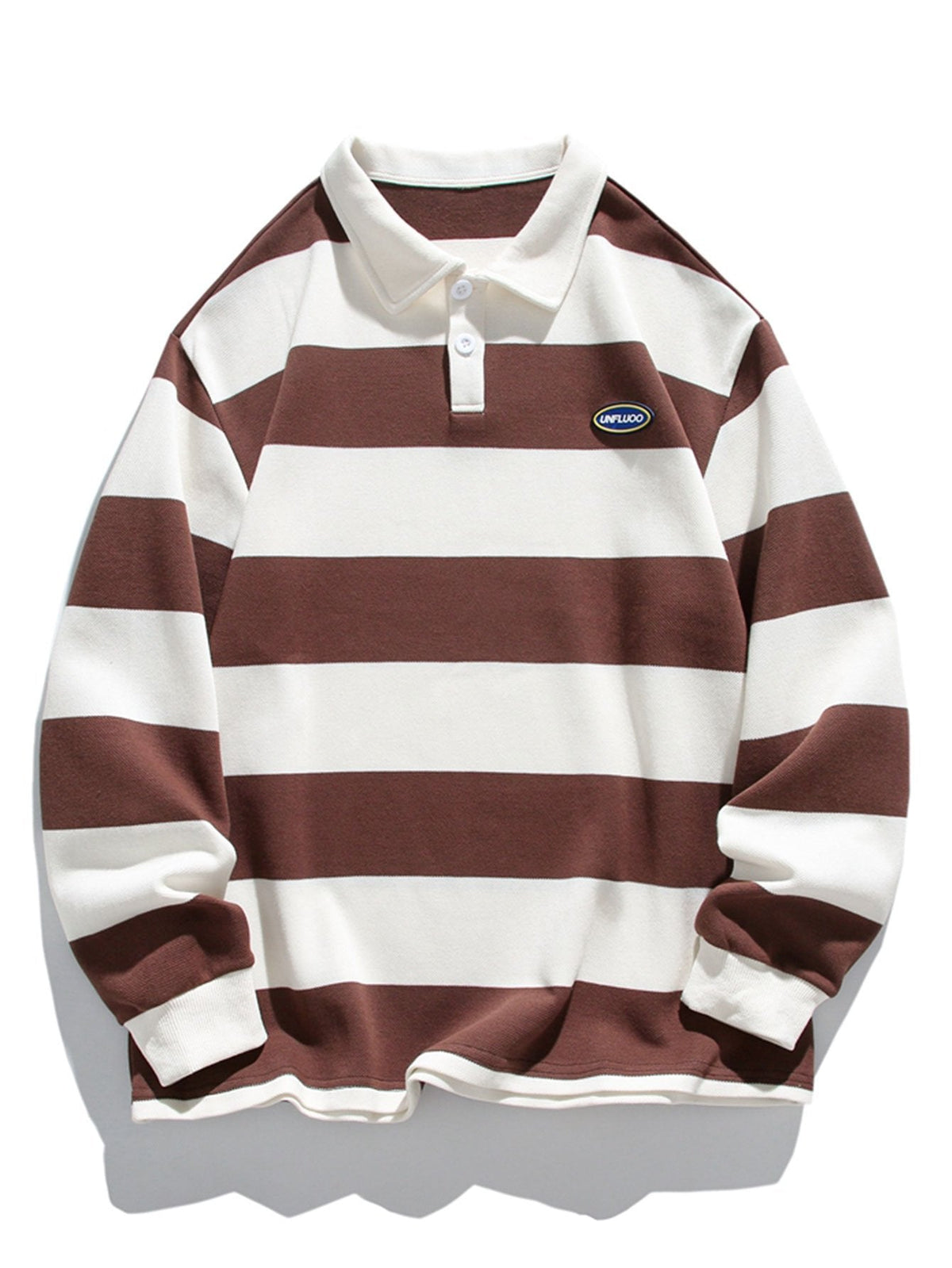 Bequemes Waffel-Polo-Sweatshirt mit breiten Streifen