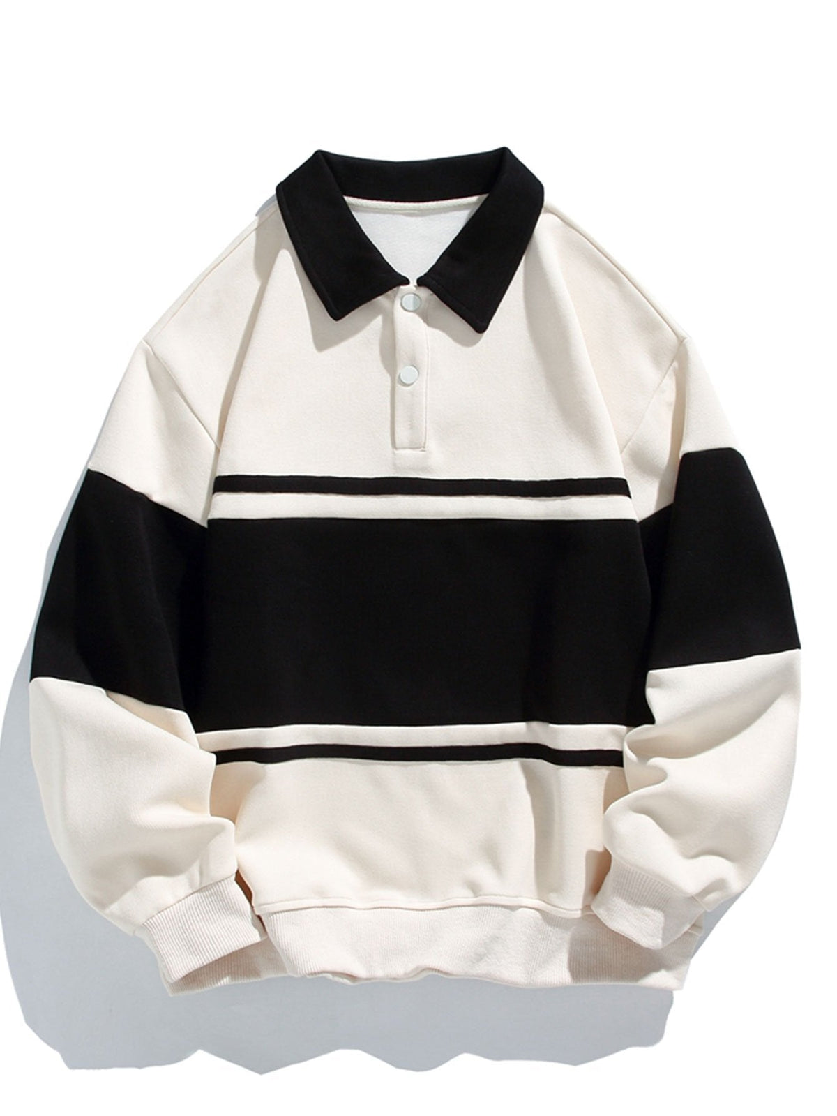 Bequemes Farbblock-Patchwork Polo-Sweatshirt