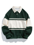 Bequemes Farbblock-Patchwork Polo-Sweatshirt