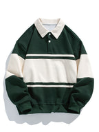 Bequemes Farbblock-Patchwork Polo-Sweatshirt