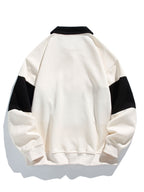 Bequemes Farbblock-Patchwork Polo-Sweatshirt