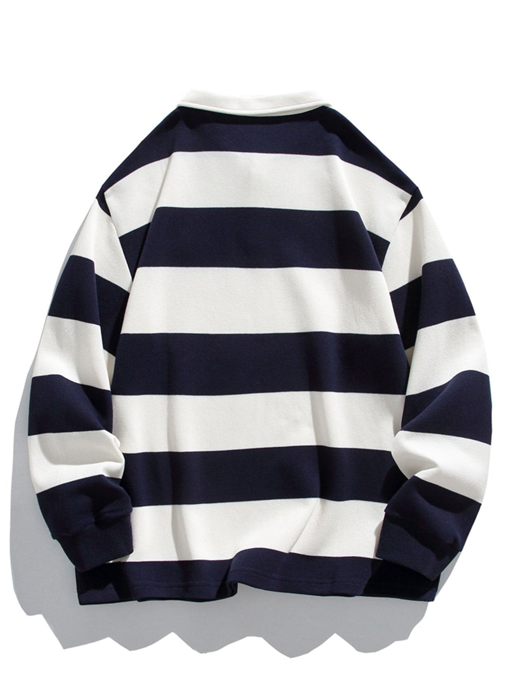 Bequemes Waffel-Polo-Sweatshirt mit breiten Streifen