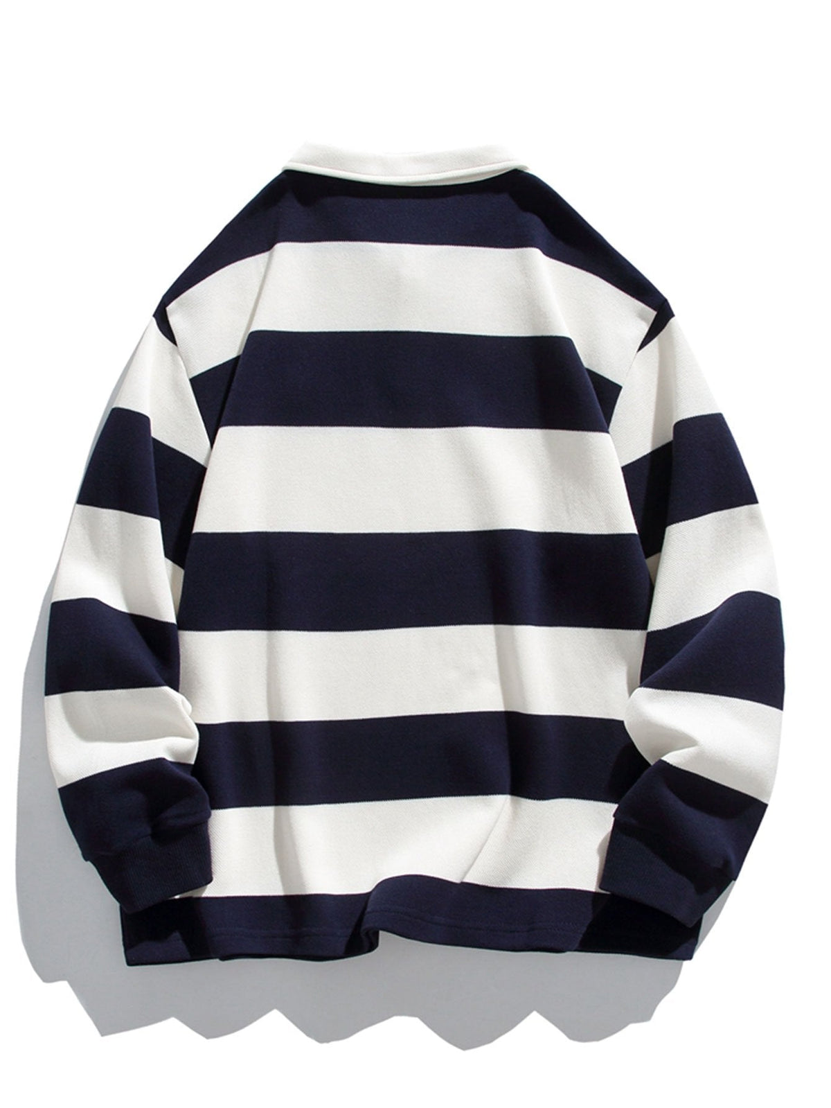 Bequemes Waffel-Polo-Sweatshirt mit breiten Streifen