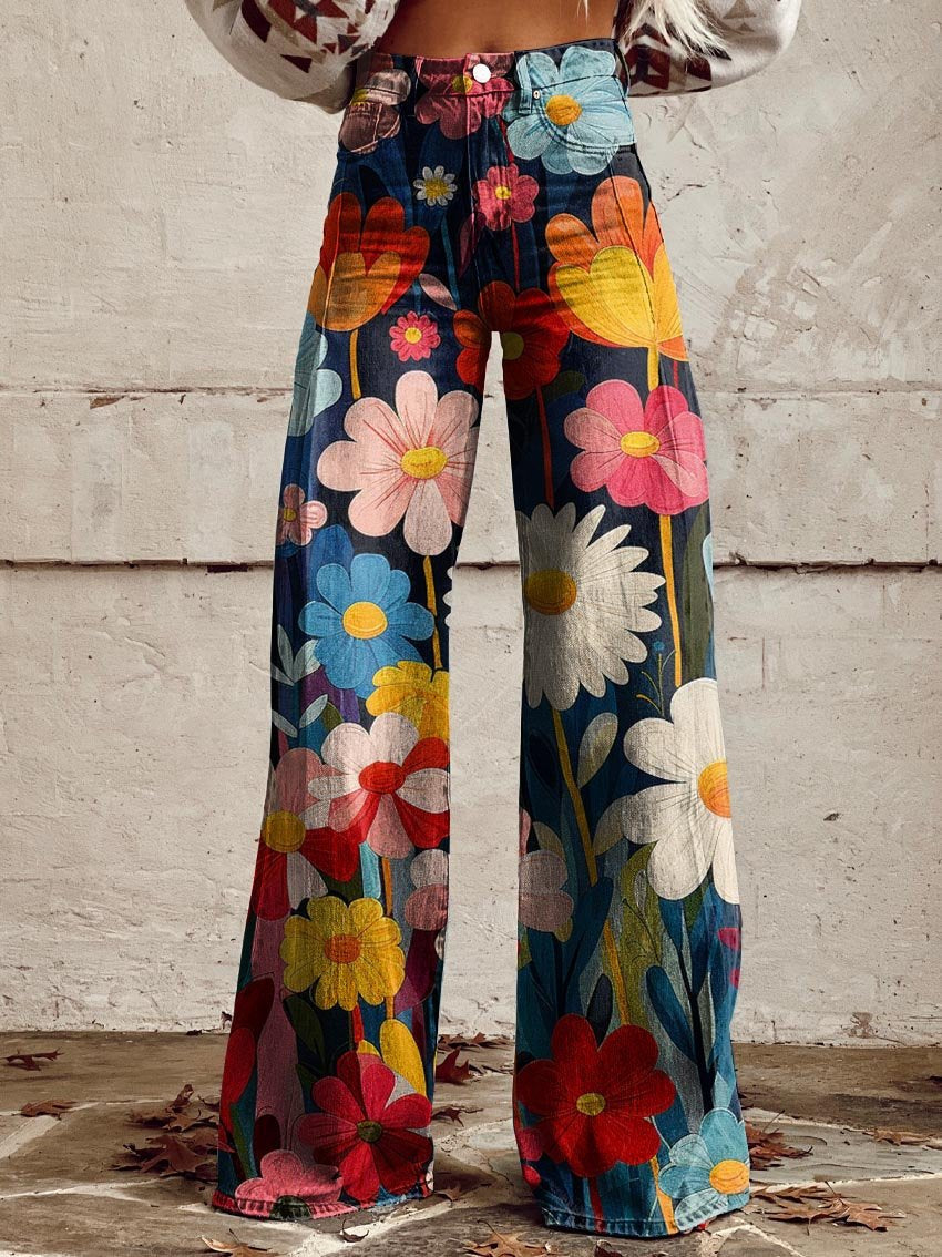 Léna - Blumenmuster Weite Hosen