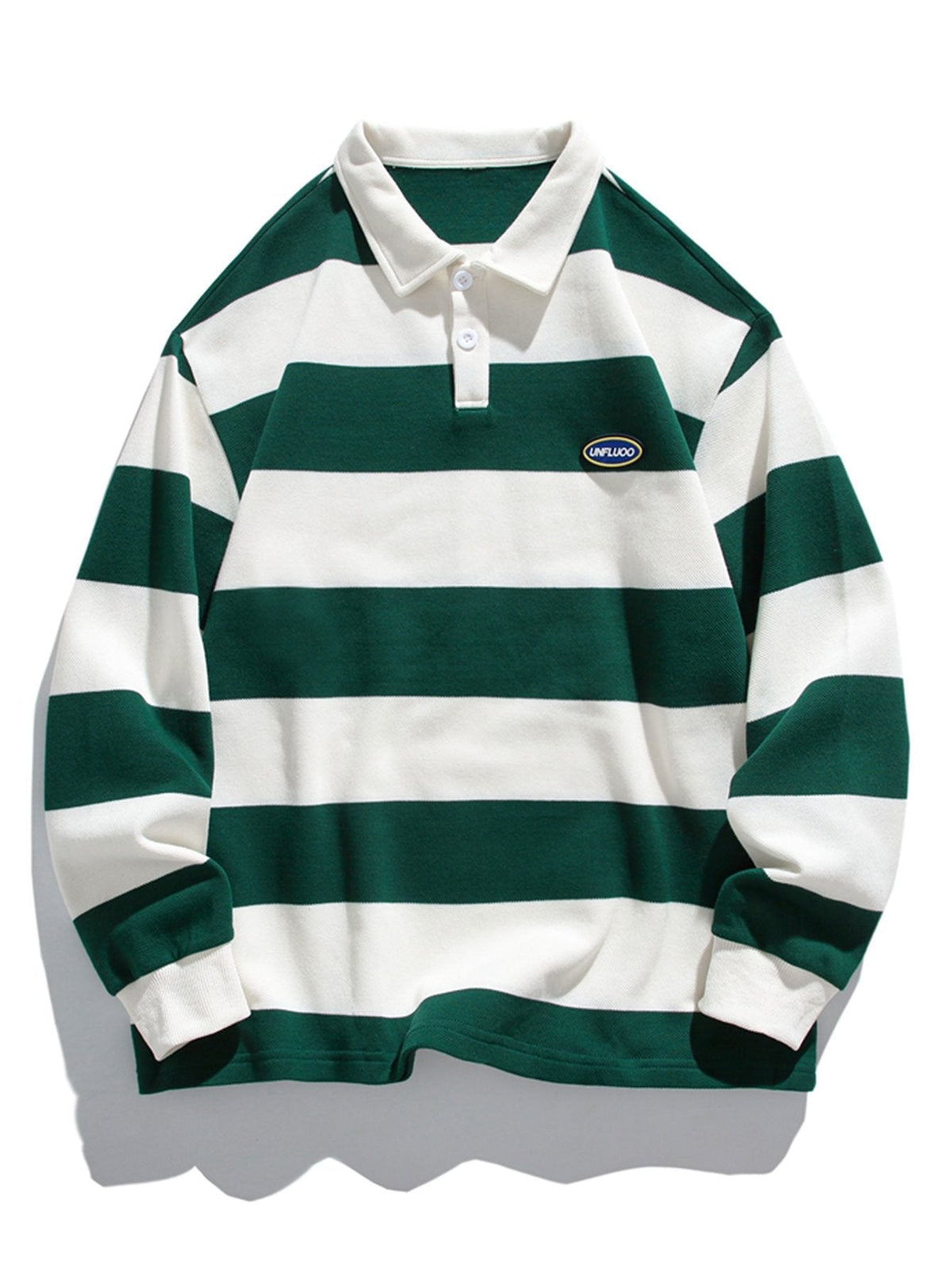 Bequemes Waffel-Polo-Sweatshirt mit breiten Streifen