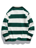 Bequemes Waffel-Polo-Sweatshirt mit breiten Streifen