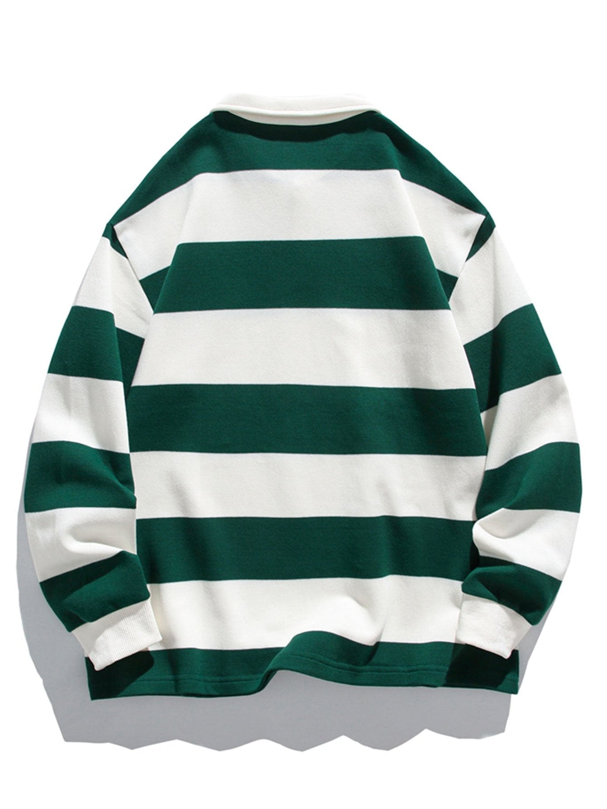 Bequemes Waffel-Polo-Sweatshirt mit breiten Streifen