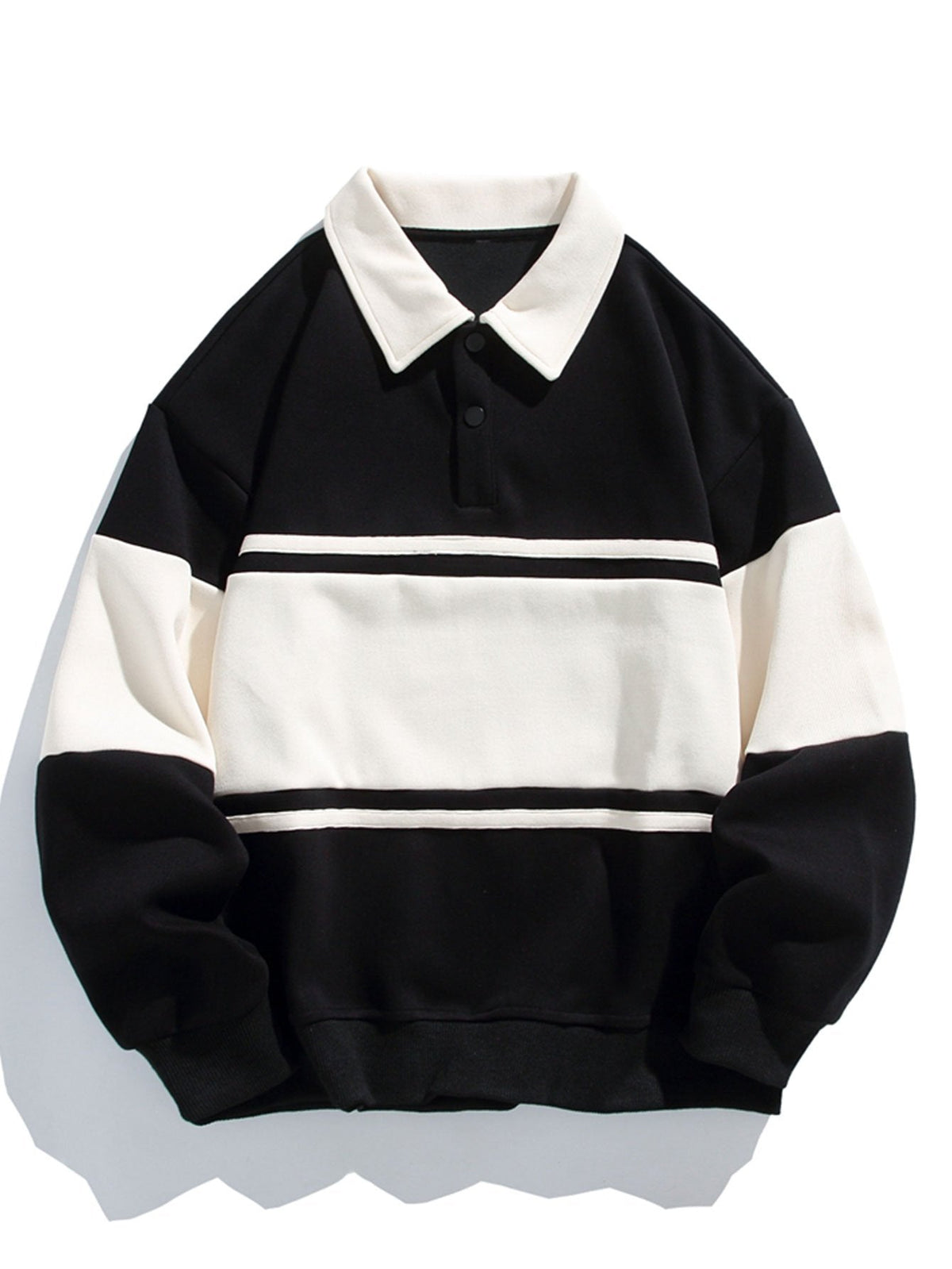 Bequemes Farbblock-Patchwork Polo-Sweatshirt