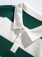 Bequemes Waffel-Polo-Sweatshirt mit breiten Streifen