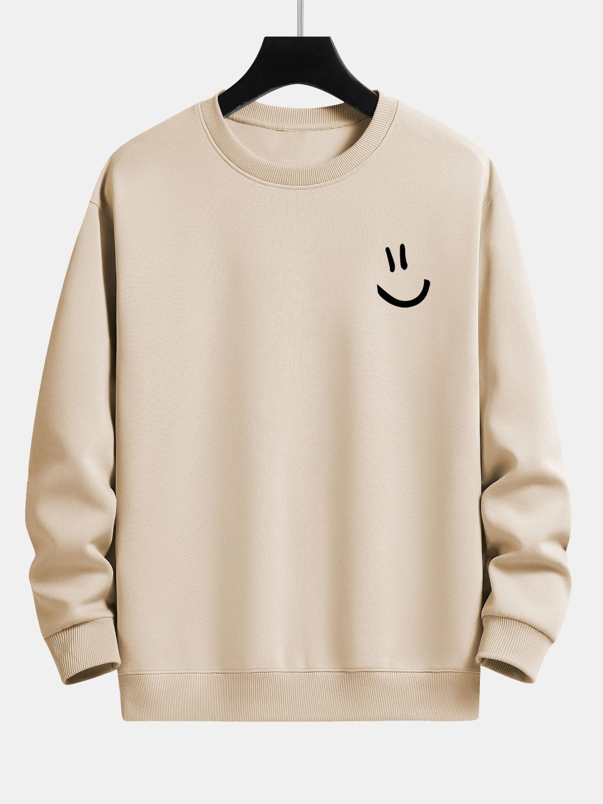 Entspannt geschnittenes Sweatshirt mit Smiley-Gesicht Druck