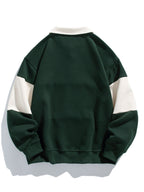 Bequemes Farbblock-Patchwork Polo-Sweatshirt