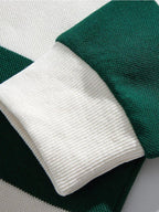 Bequemes Waffel-Polo-Sweatshirt mit breiten Streifen