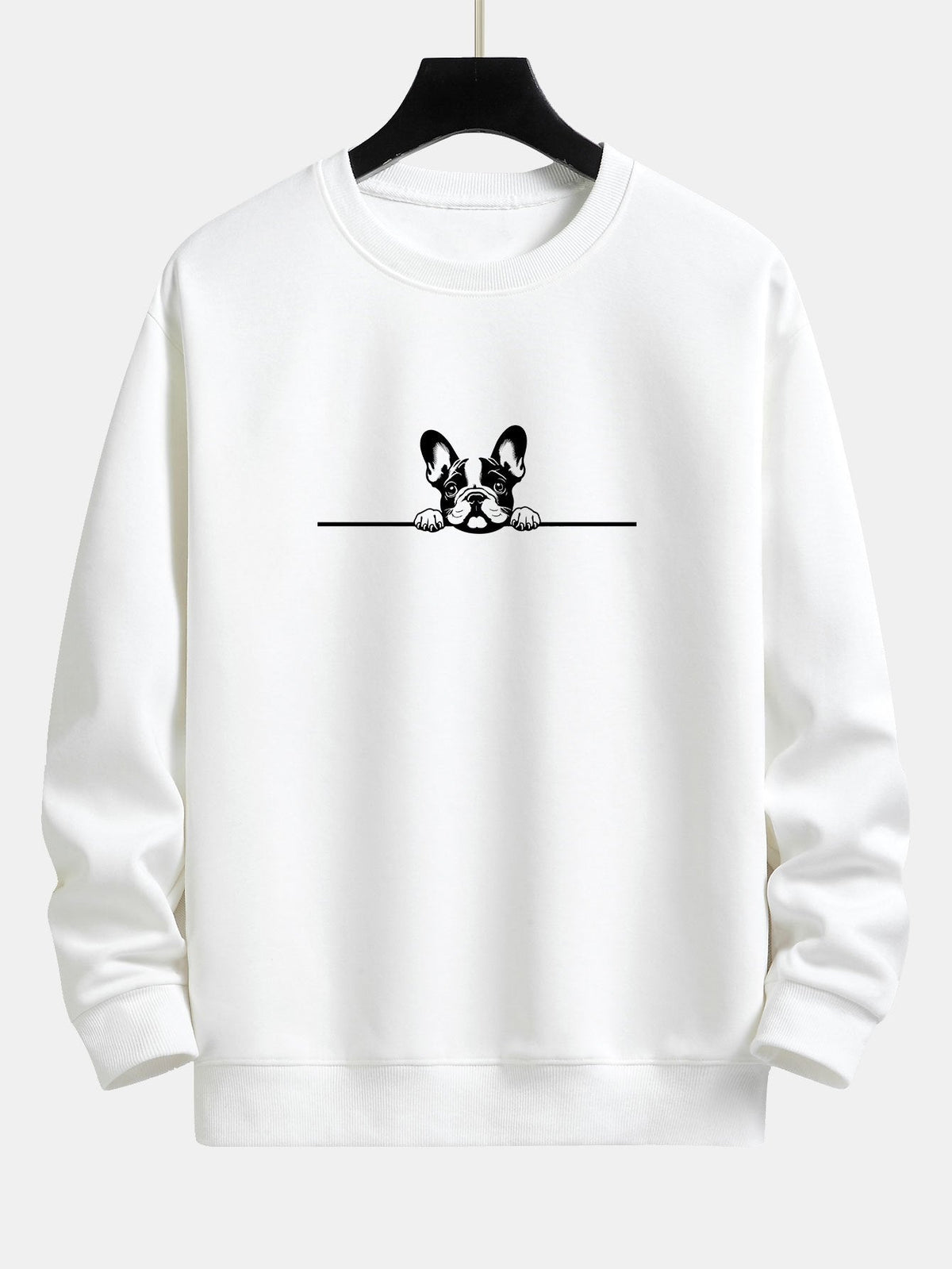 Entspanntes Sweatshirt mit Print einer Lauernden Französischen Bulldogge