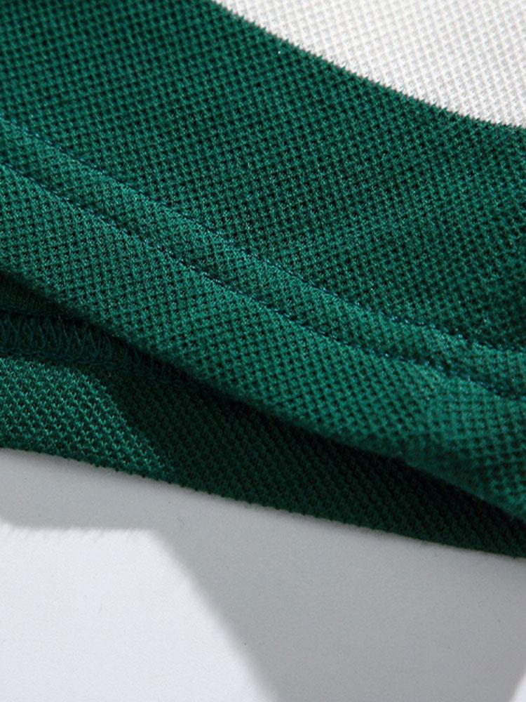 Bequemes Waffel-Polo-Sweatshirt mit breiten Streifen
