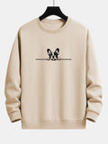 Entspanntes Sweatshirt mit Print einer Lauernden Französischen Bulldogge
