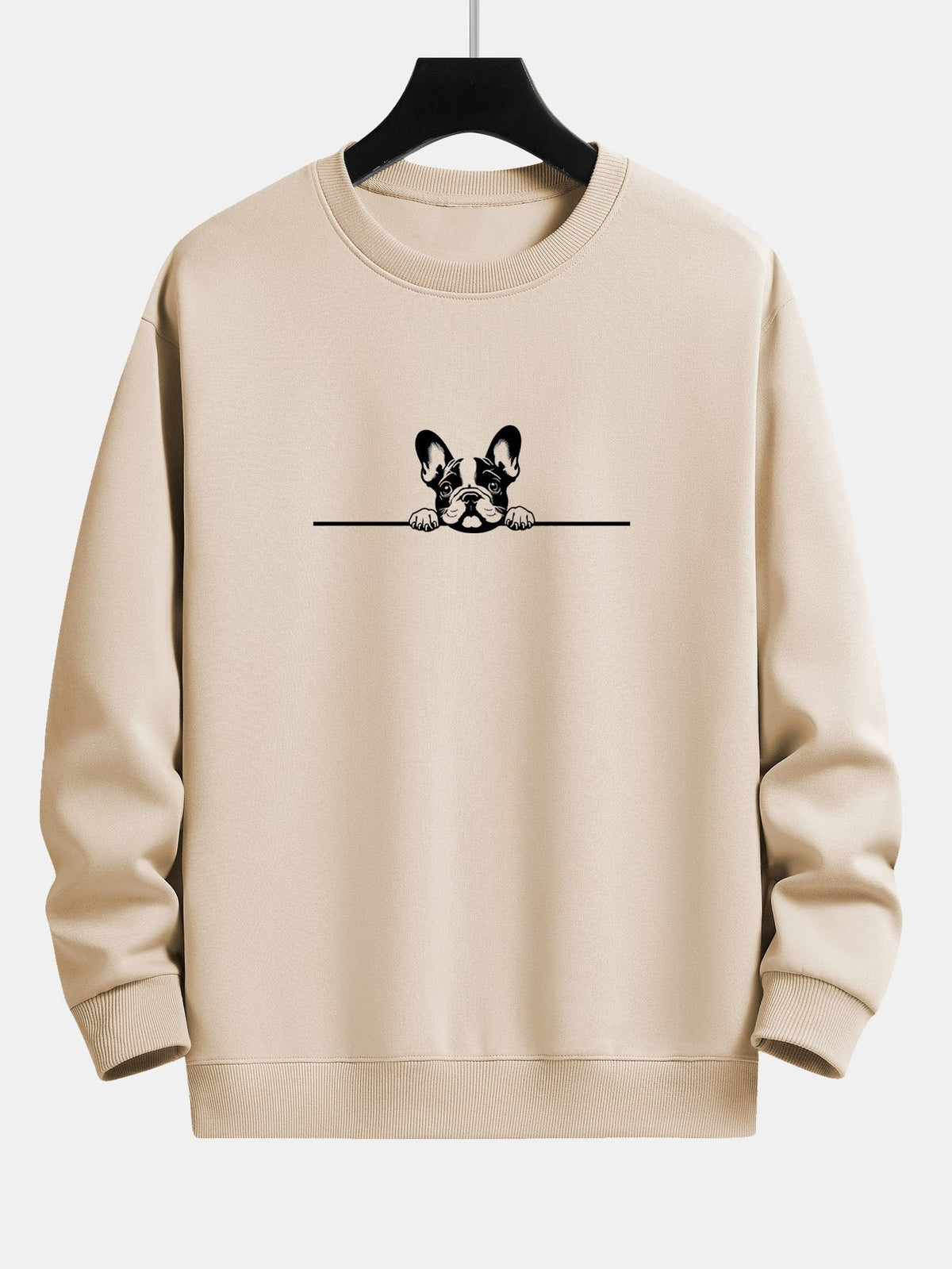 Entspanntes Sweatshirt mit Print einer Lauernden Französischen Bulldogge