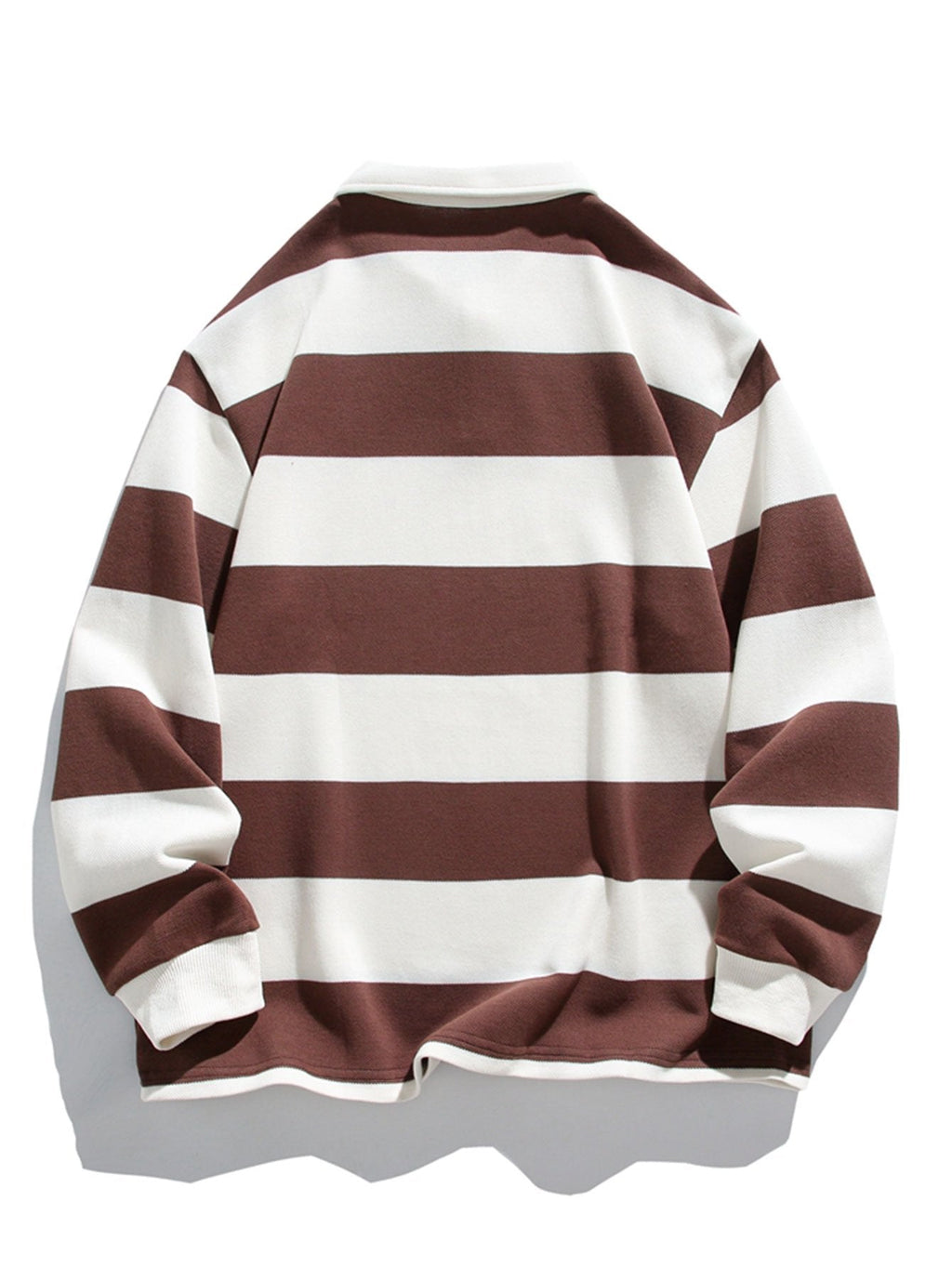 Bequemes Waffel-Polo-Sweatshirt mit breiten Streifen