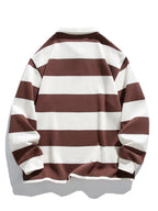 Bequemes Waffel-Polo-Sweatshirt mit breiten Streifen