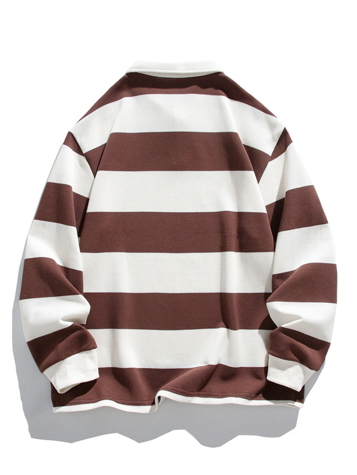 Bequemes Waffel-Polo-Sweatshirt mit breiten Streifen