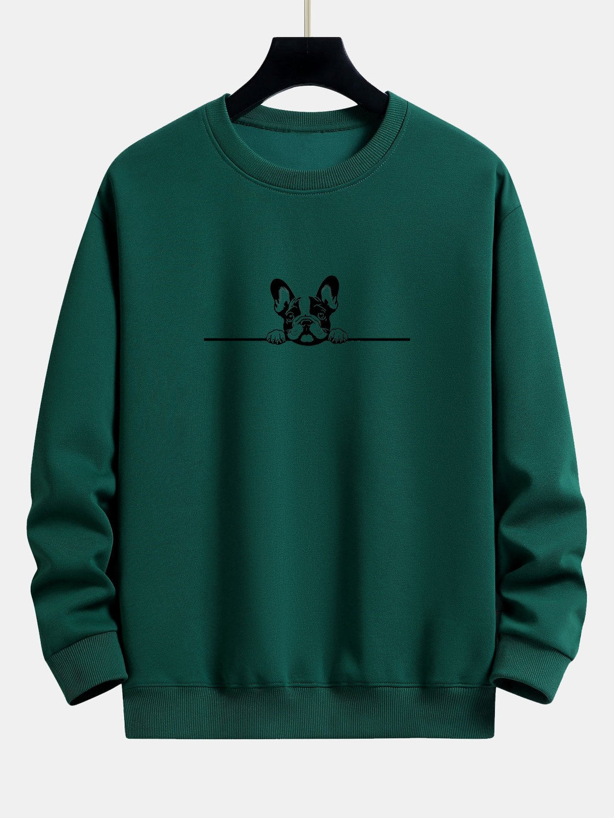 Entspanntes Sweatshirt mit Print einer Lauernden Französischen Bulldogge