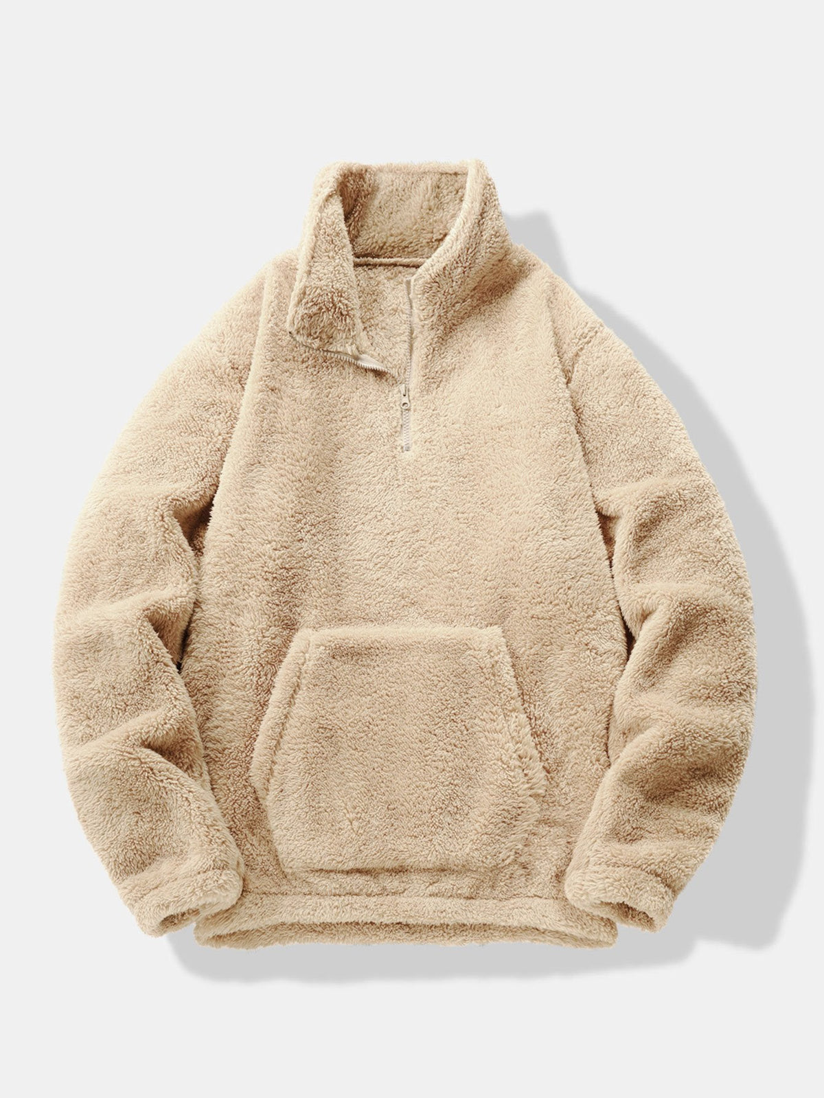 Viertelreißverschluss Sweatshirt mit Teddy-Futter