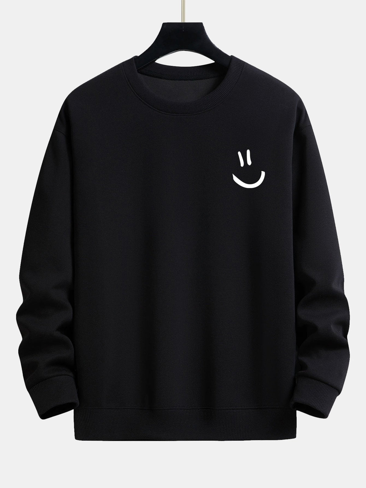 Entspannt geschnittenes Sweatshirt mit Smiley-Gesicht Druck