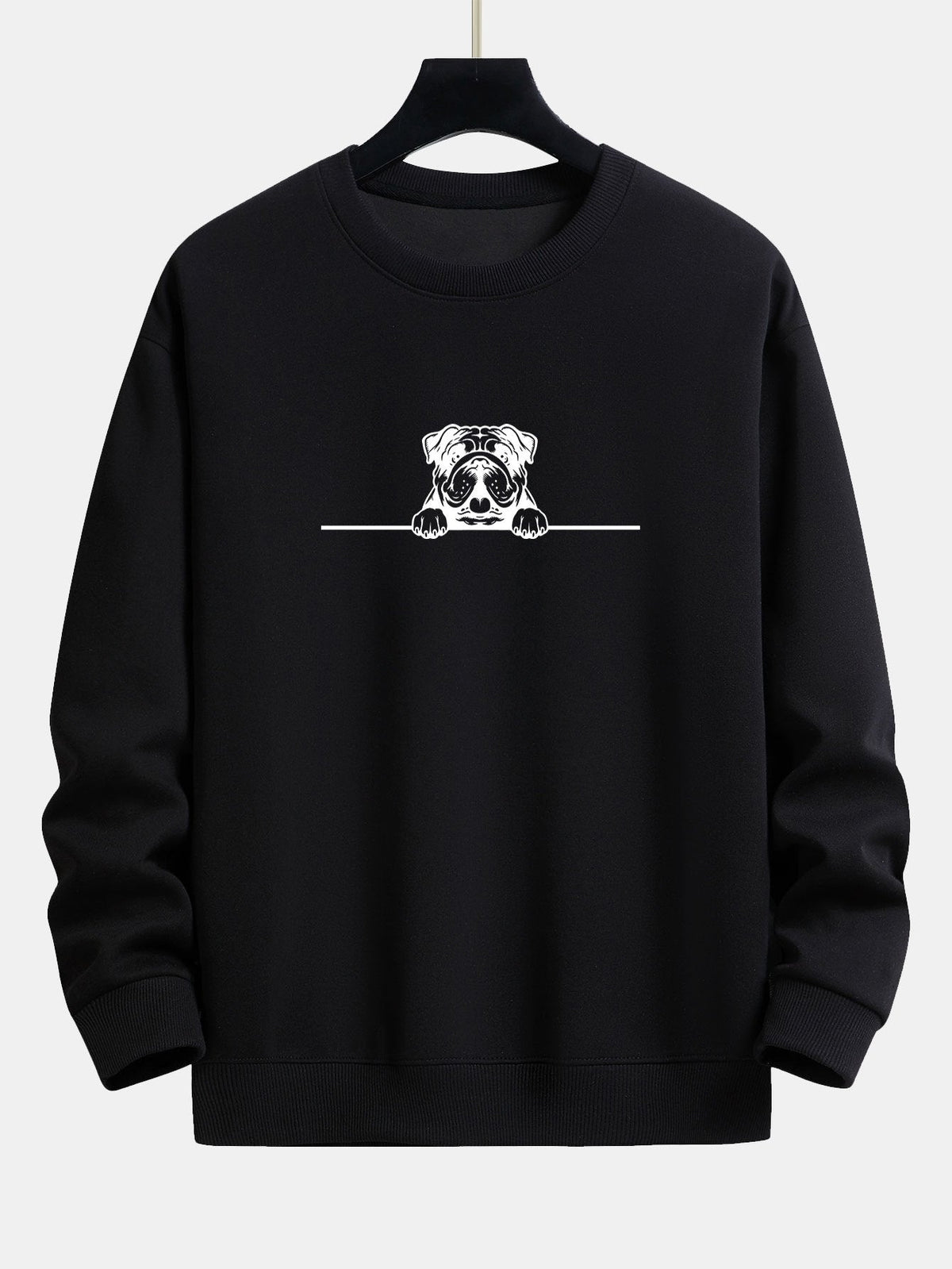 Entspanntes Sweatshirt mit Druck eines lauernden Bulldoggen