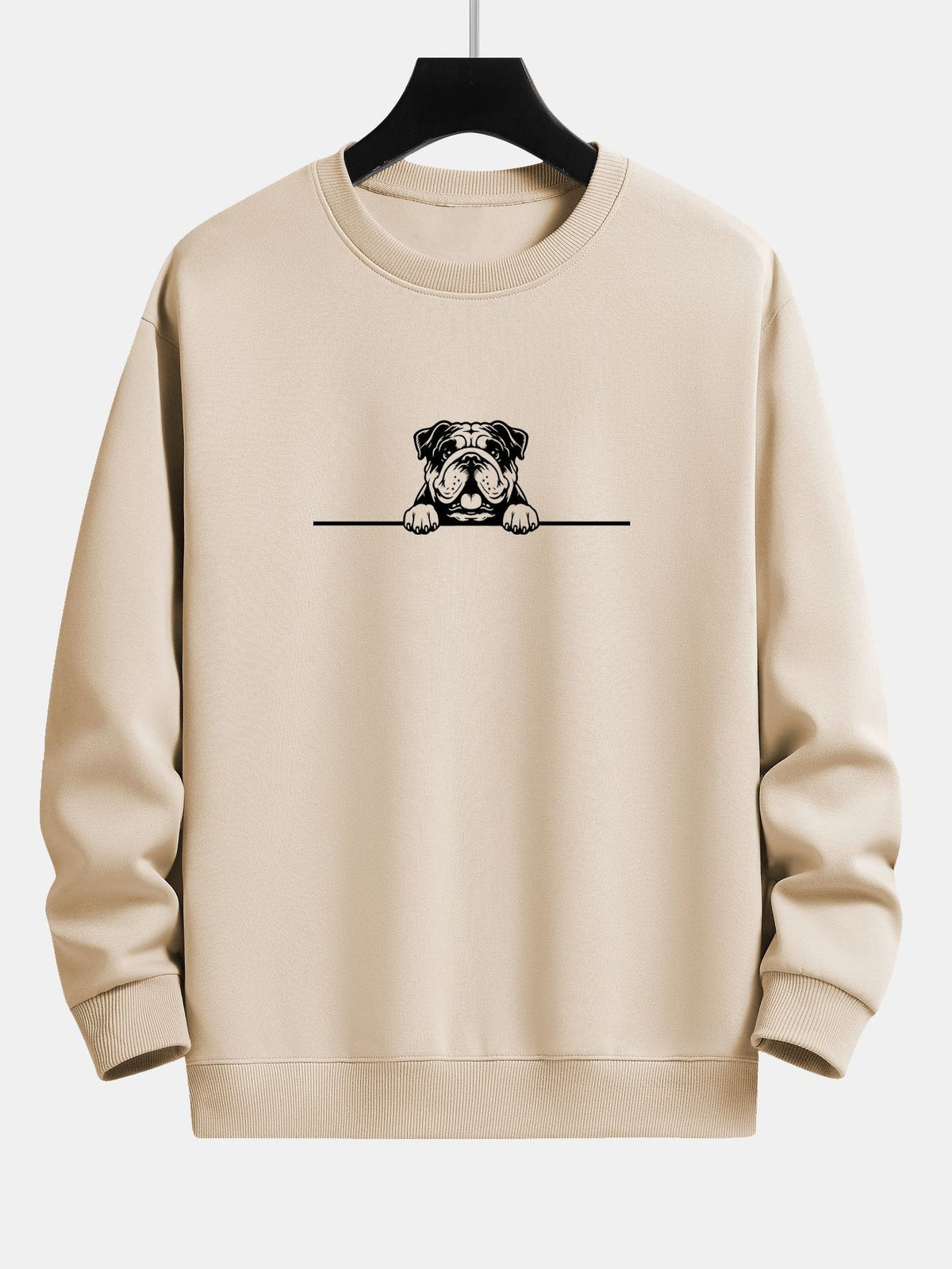 Entspanntes Sweatshirt mit Druck eines lauernden Bulldoggen