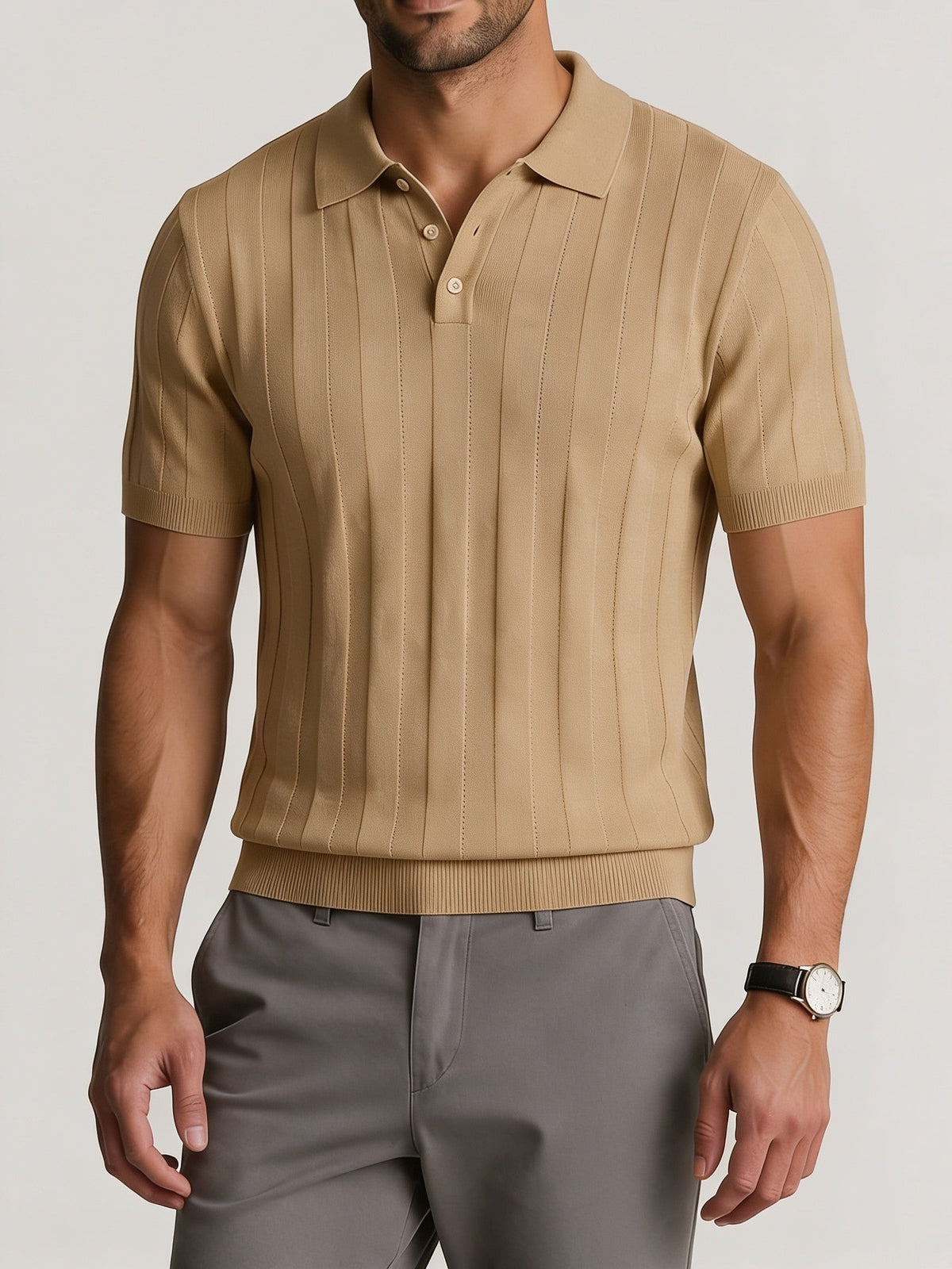 Dante Strick-Polo Shirt - Khaki