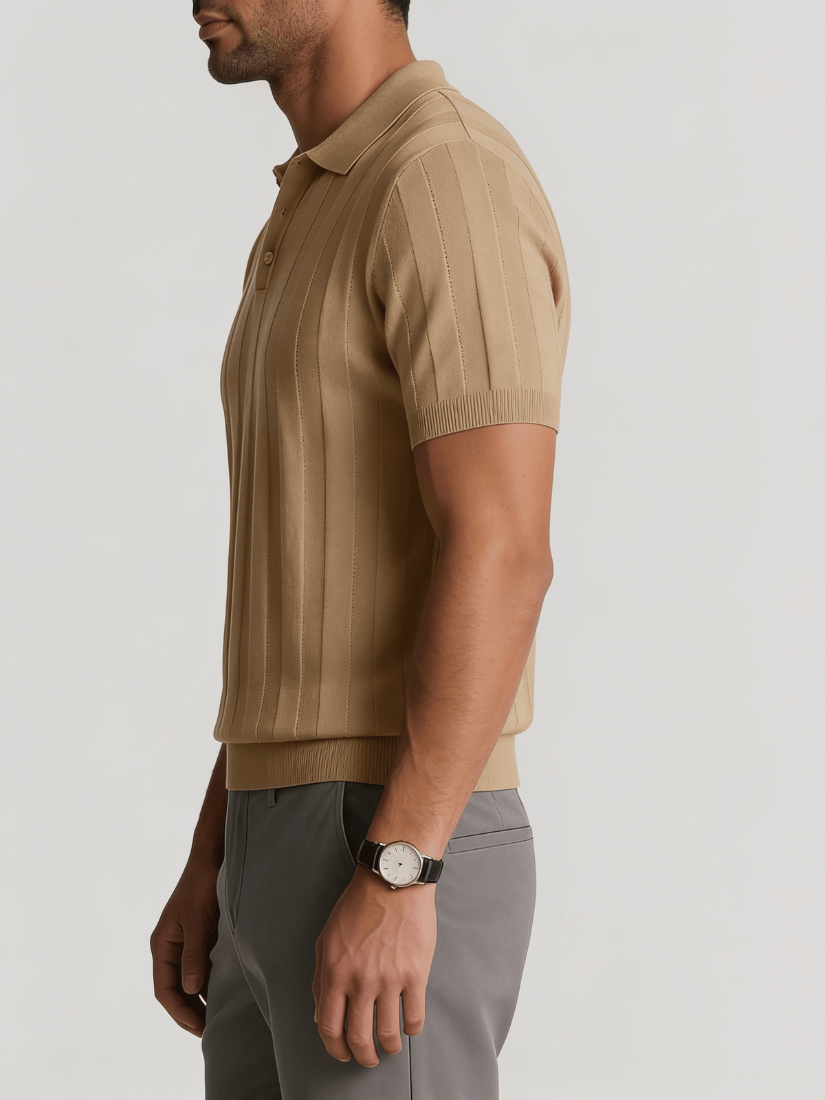 Dante Strick-Polo Shirt - Khaki
