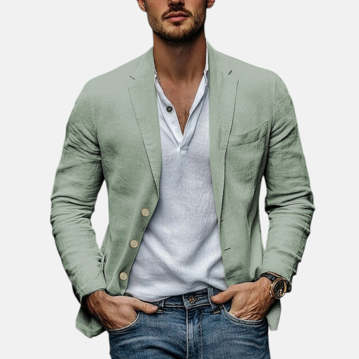 Lorenzio™ | Eleganter leichter Leinenblazer für den Sommer