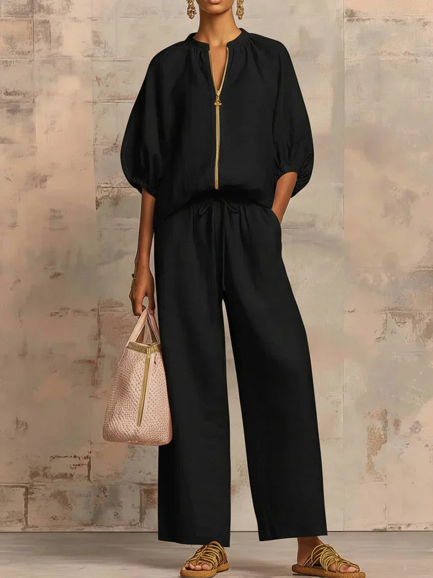 Léa | Zweiteiliges Ensemble: Lässiges Shirt und Weite Hose