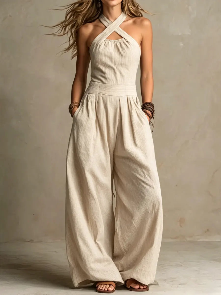 ARIANA | ELEGANTER JUMPSUIT MIT ÜBERKREUZTEM AUSSCHNITT