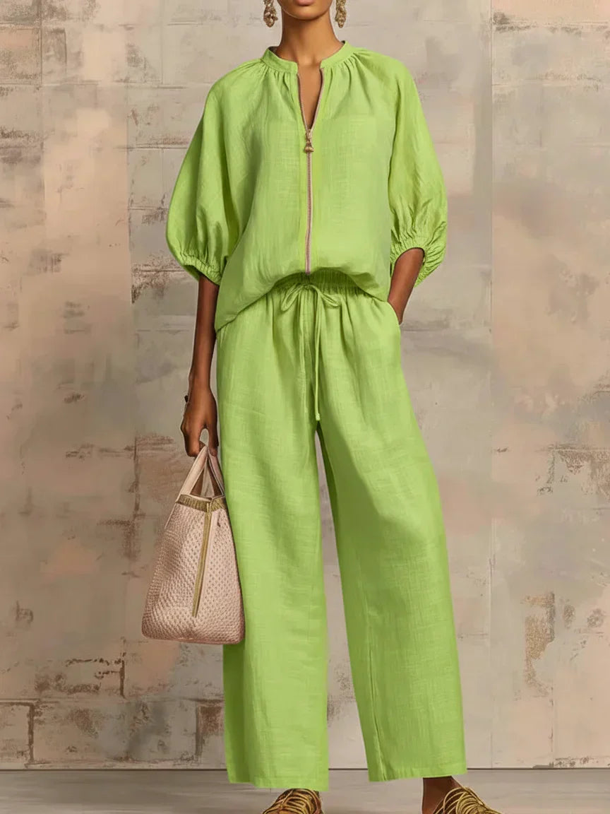 Léa | Zweiteiliges Ensemble: Lässiges Shirt und Weite Hose