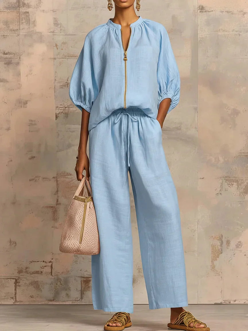 Léa | Zweiteiliges Ensemble: Lässiges Shirt und Weite Hose