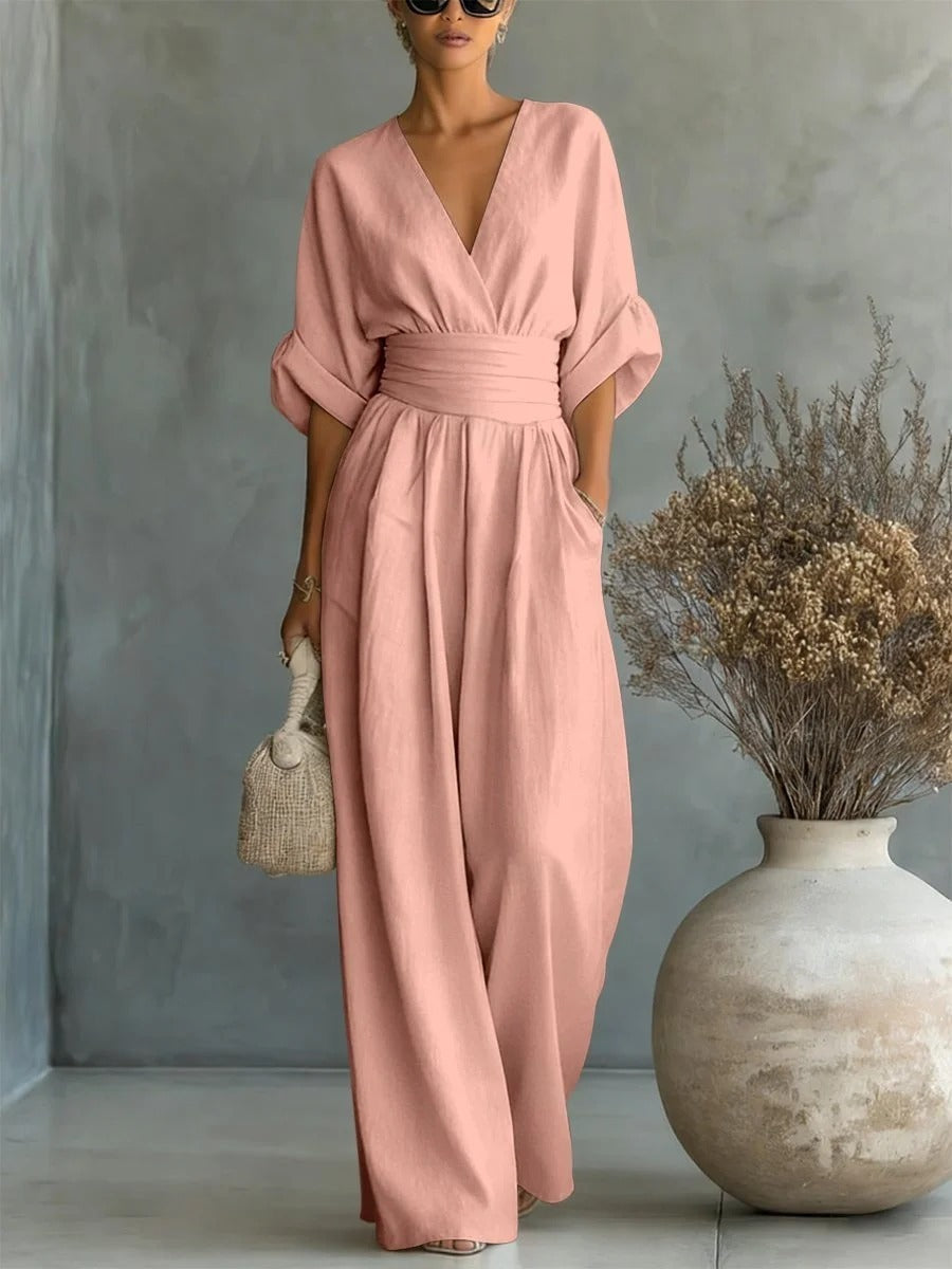 Alessia | Eleganter V-Ausschnitt Jumpsuit mit Hoher Taille