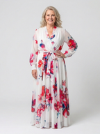 "Lillian | Florales Maxikleid mit langen Ärmeln" can be rewritten as "Lillian | Langärmliges Maxikleid mit floralem Design".