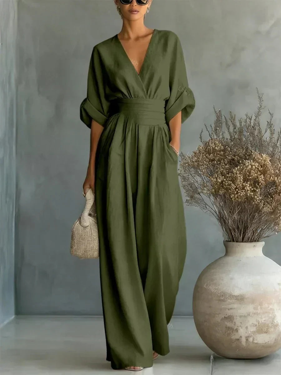 Alessia | Eleganter V-Ausschnitt Jumpsuit mit Hoher Taille