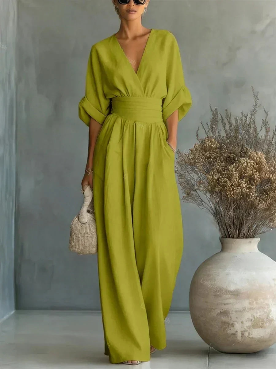 Alessia | Eleganter V-Ausschnitt Jumpsuit mit Hoher Taille