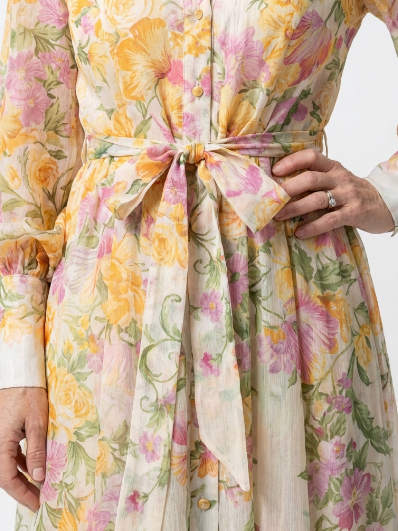 Cressida | Transparent Floral Long Sleeve Maxi Dress