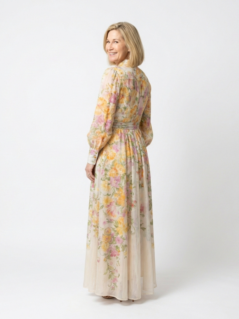 Cressida | Transparent Floral Long Sleeve Maxi Dress