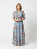 Elowen | Maxikleid mit floralem Wickel-V-Ausschnitt