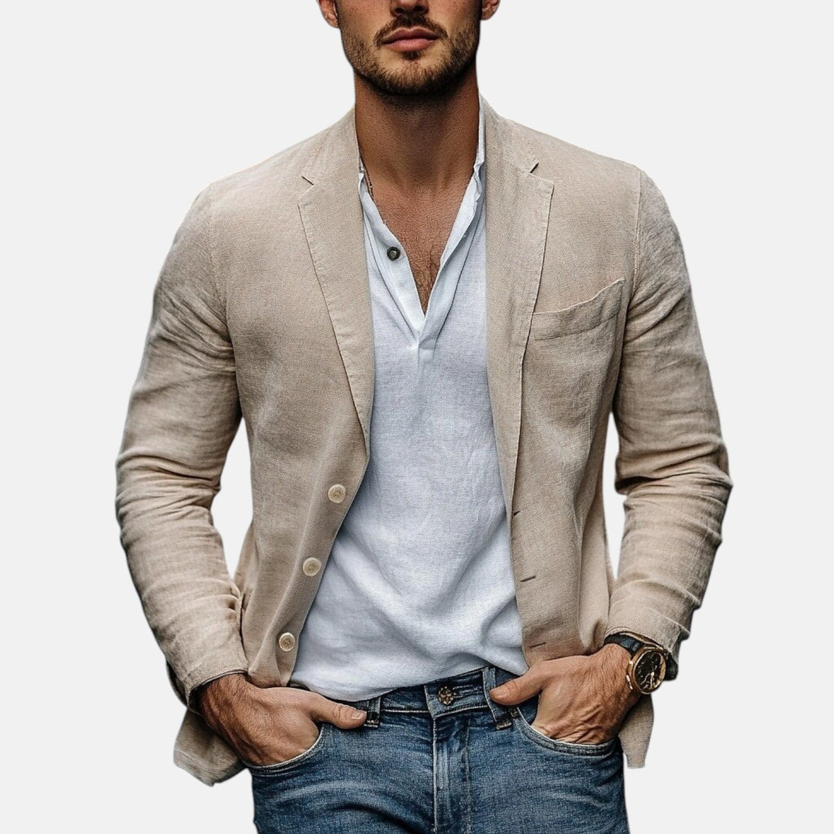 Lorenzio™ | Eleganter leichter Leinenblazer für den Sommer